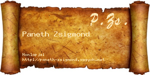 Paneth Zsigmond névjegykártya